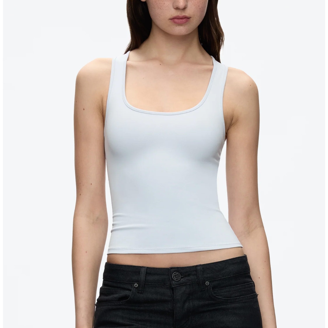 Classic Scoop Neck Tank Top In Light Blue